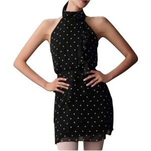 NWT MAEVE Sleeveless Halter Rosette Polka Dot Lined Dress Size X-Large